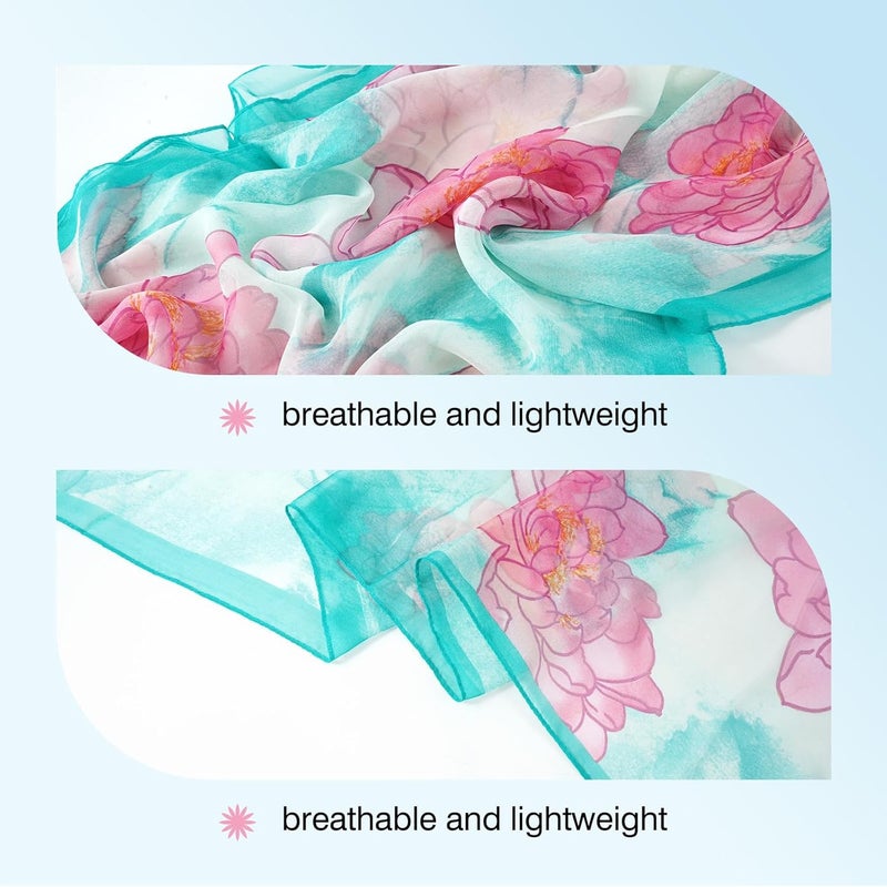 E-Clover Women Soft Floral Print Shawl Chiffon Sheer Scarf - Image 2